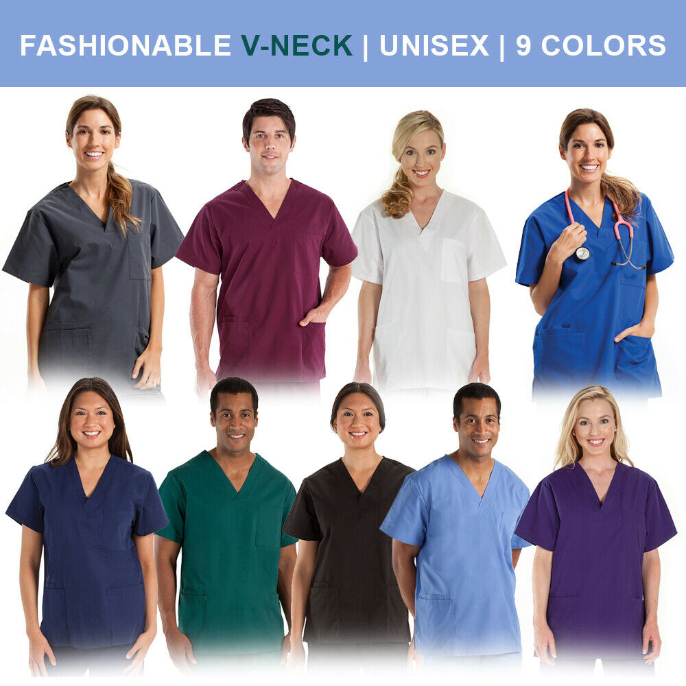 Unisex Men/women Medical Nursing Scrub (top Only) V-neck Uniform (9 Colors)