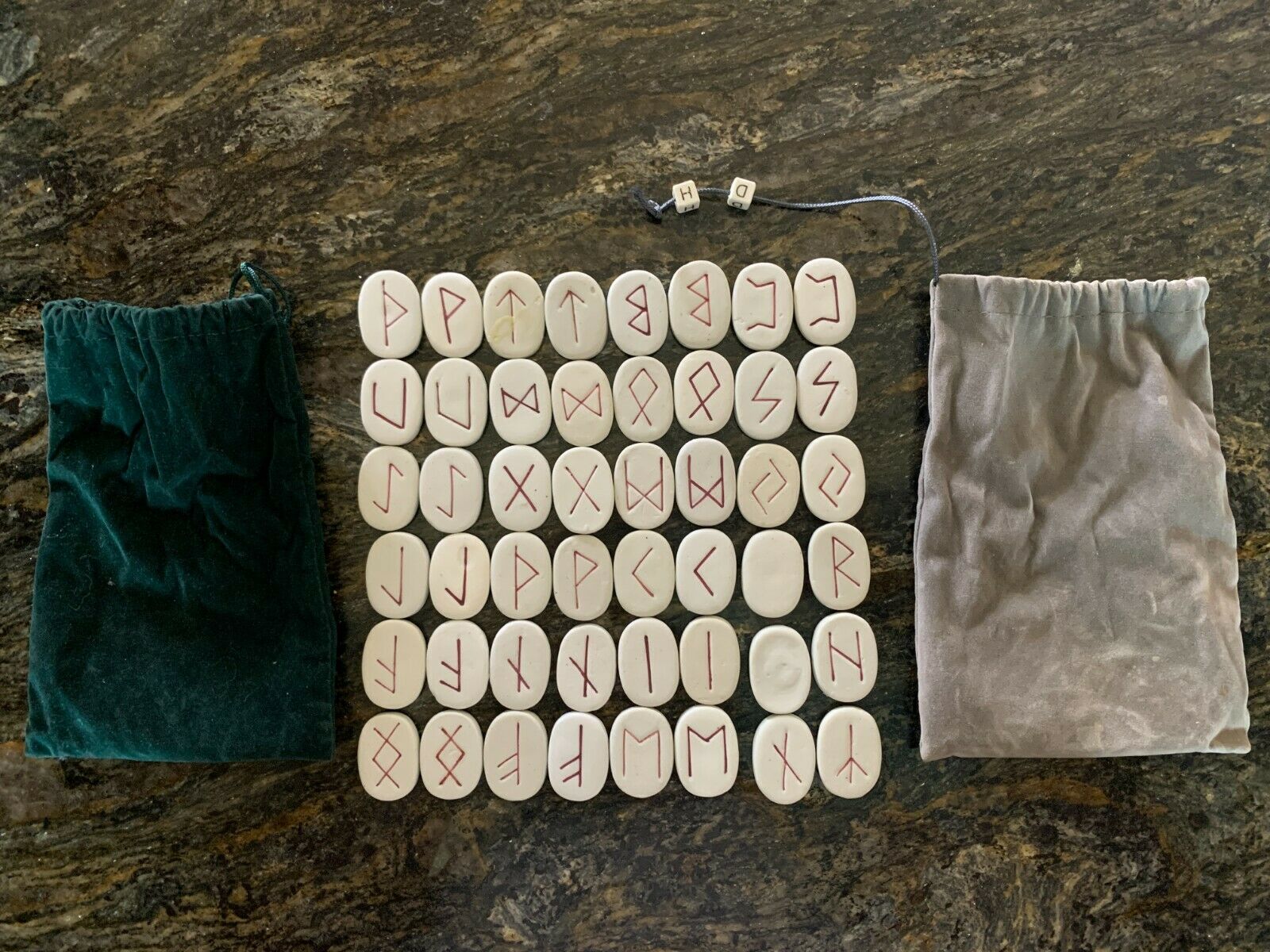 Viking Runes Stones ~ 48 Pieces With Two Pouches / Bags