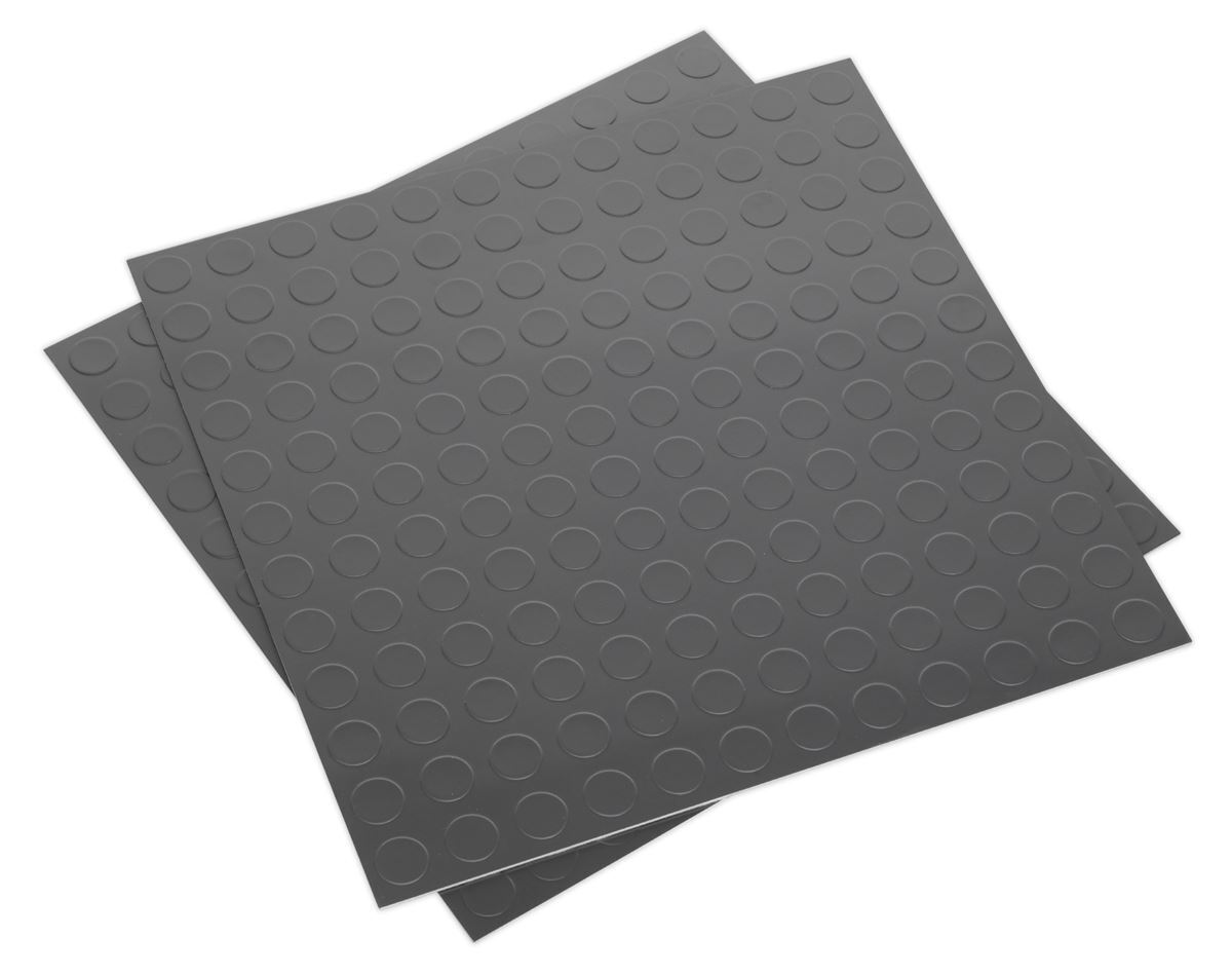 Sealey Ft2s Vinyl Floor Tile With Peel & Stick Backing - Silver Coin Pack Of 16