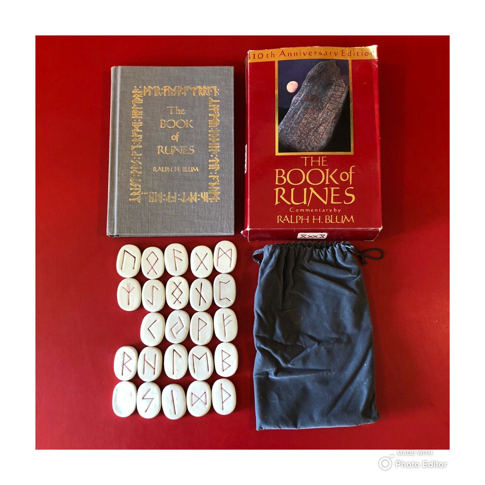 The Book Of Runes Ralph Blum Hardcover 10th Anniversary 24 Stones Incomplete