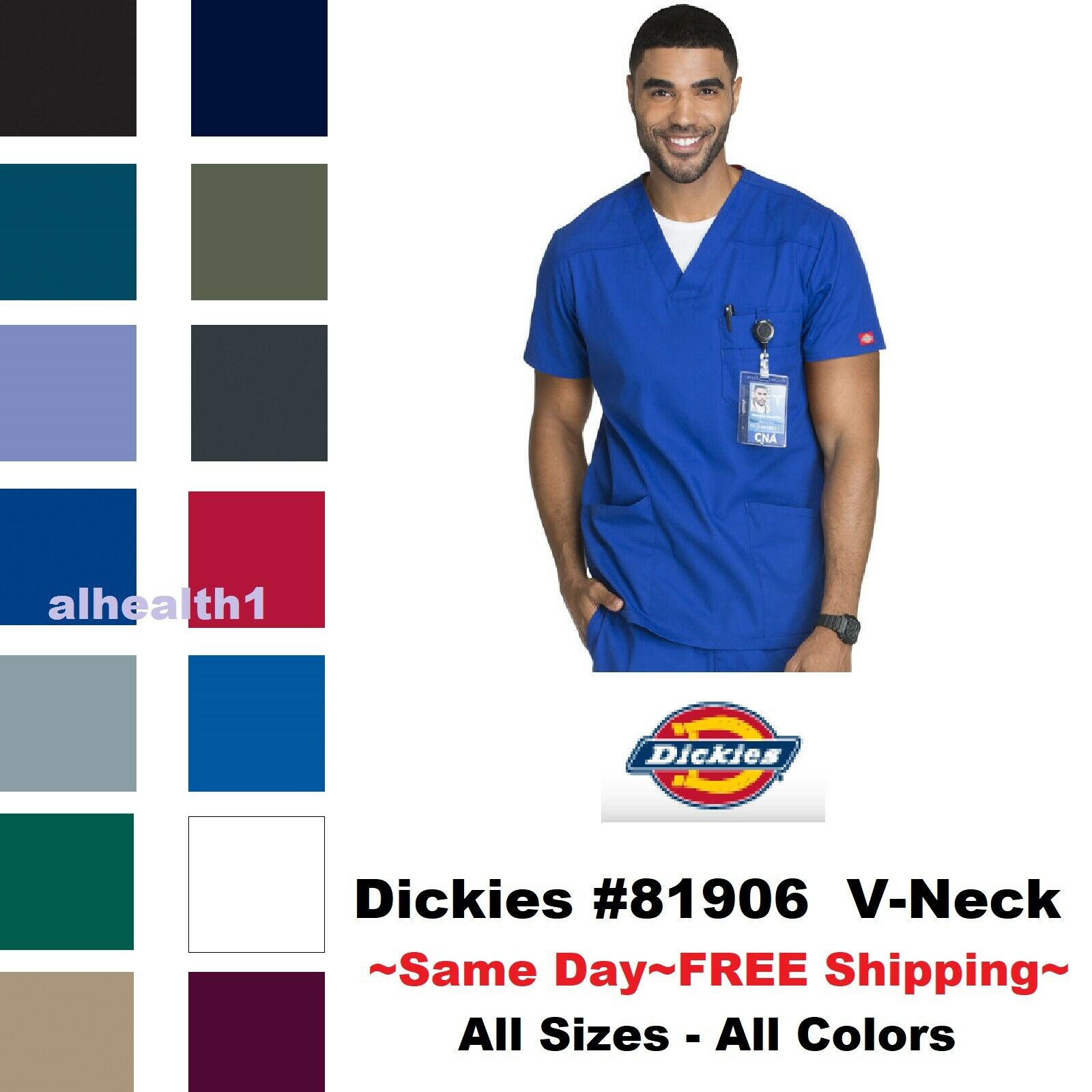 Dickies Scrub Top 81906 Men's Eds V-neck Scrub Top Medical S-5xl New-free Ship