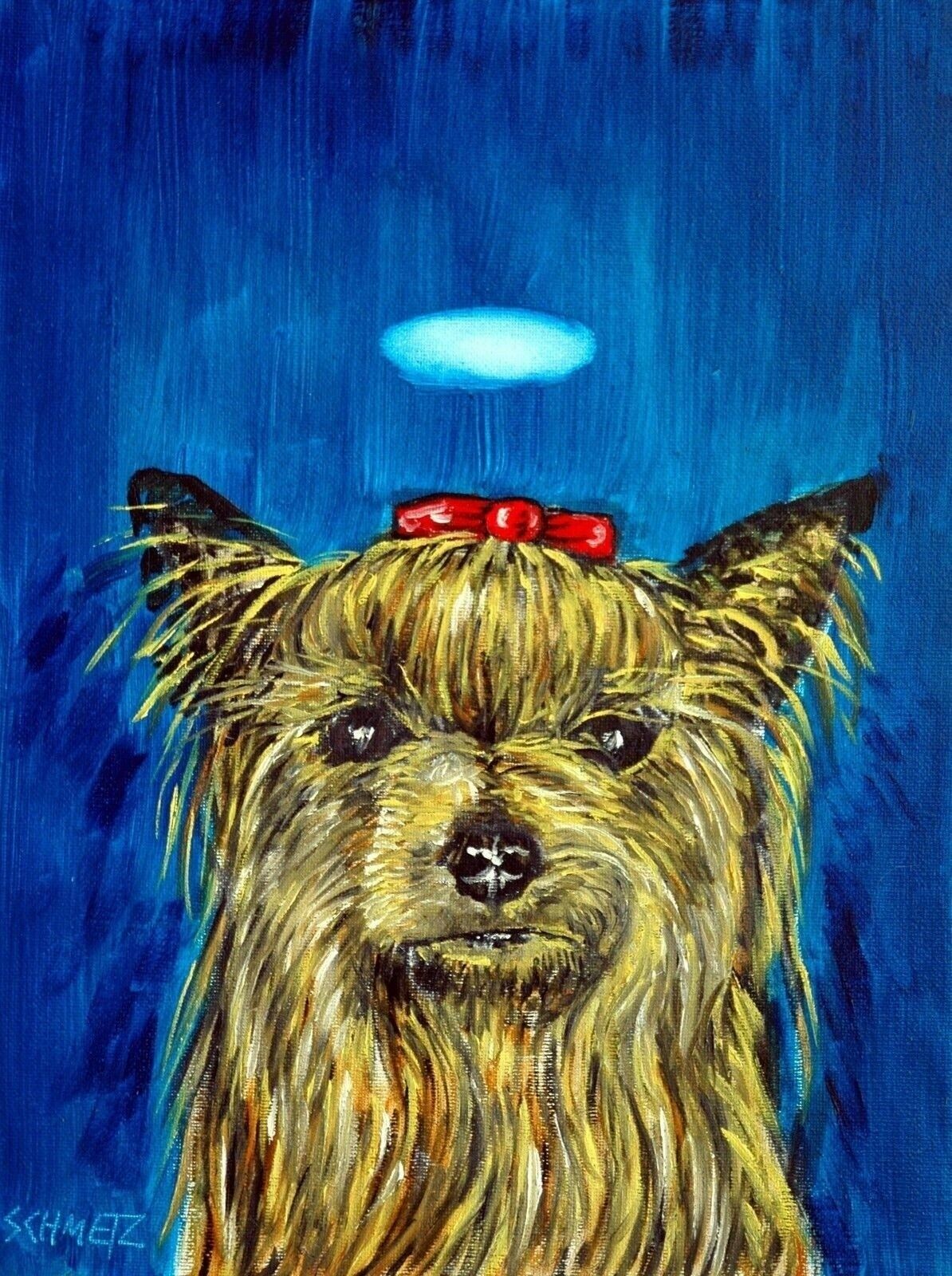 Yorkie Yorkshire Terrier Dog Angel Art  From Painting 13x19 Glossy Photo Glossy