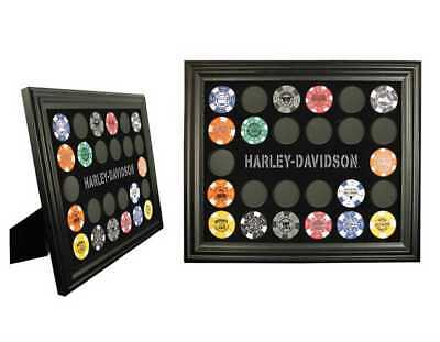 Harley-davidson® Black 26 Poker Chip Collectors Frame Display (13x11) 6927d