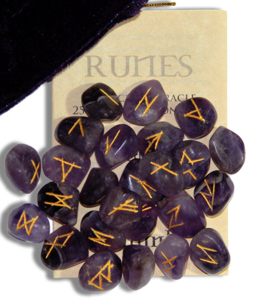 Amethyst Gemstone Runes With Instruction Pamphlet