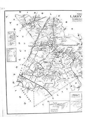 1903 Town Of Lakeville, Massachusetts Ma Map - 2 Pages -  New Reprint