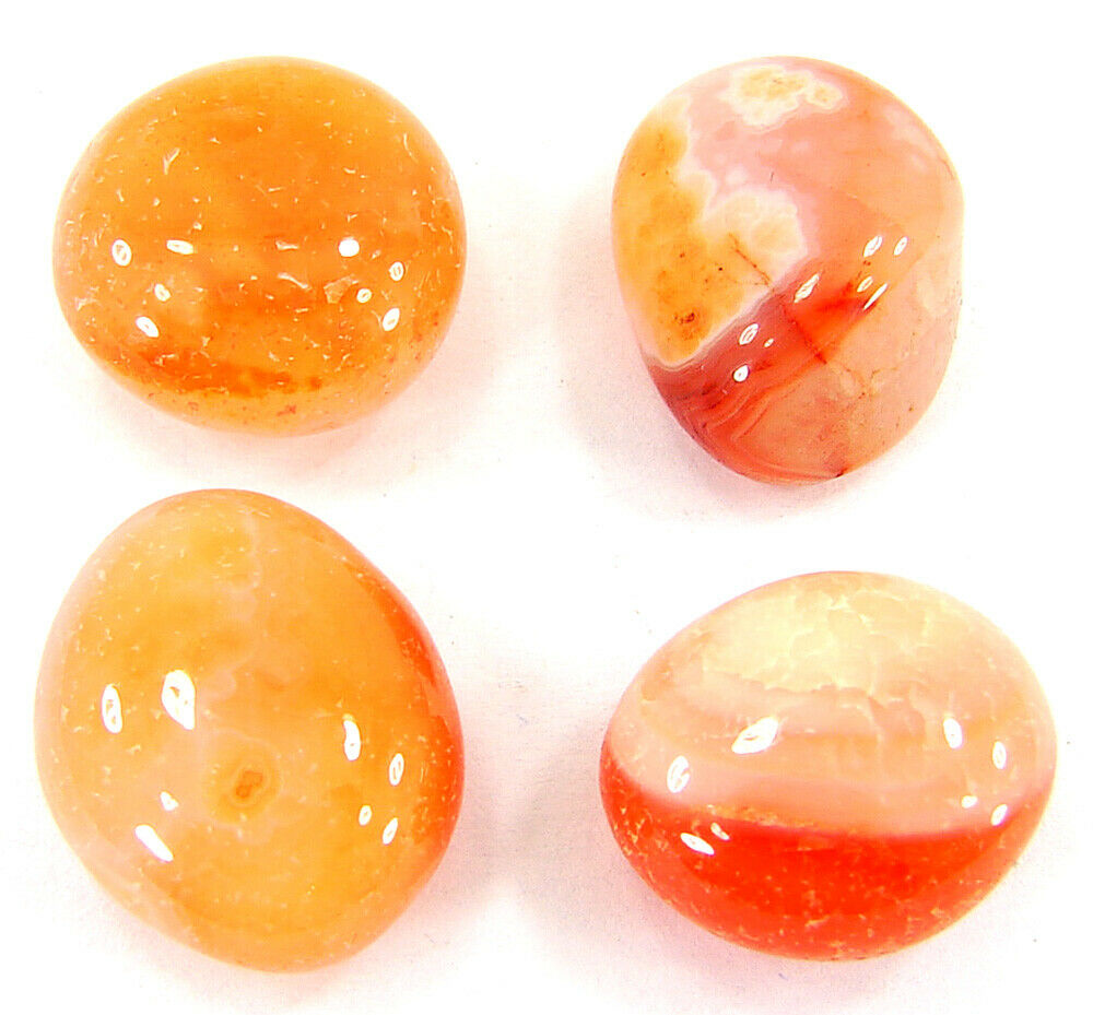 100.00 Ct Natural Orange Carnelian Loose Gemstone Tumbled Lot Of 4 Pcs - Rh1519
