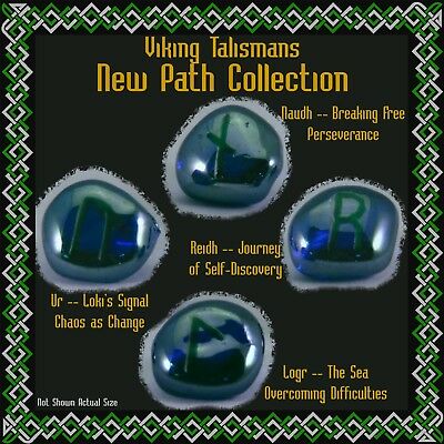 Viking Talismans: New Path Collection: 4 Stones Green Ur Logr Naudh Reidh Change