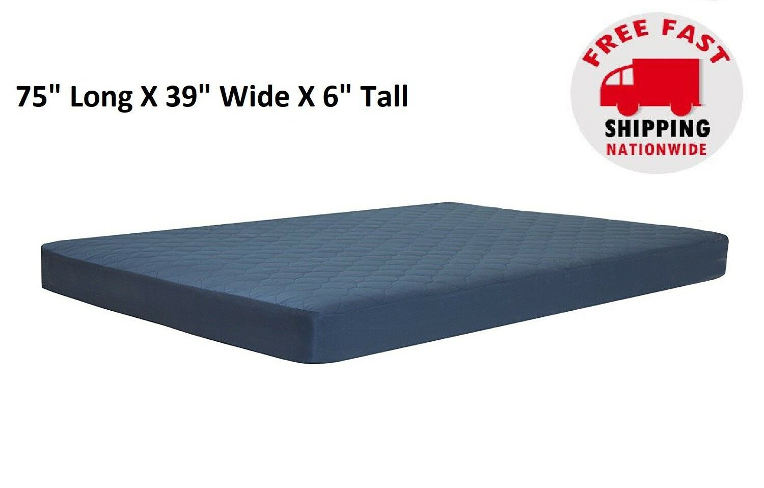 Twin Size Quilted Mattress Bunk Bedding 6 Navy Blue Soft Comfortable